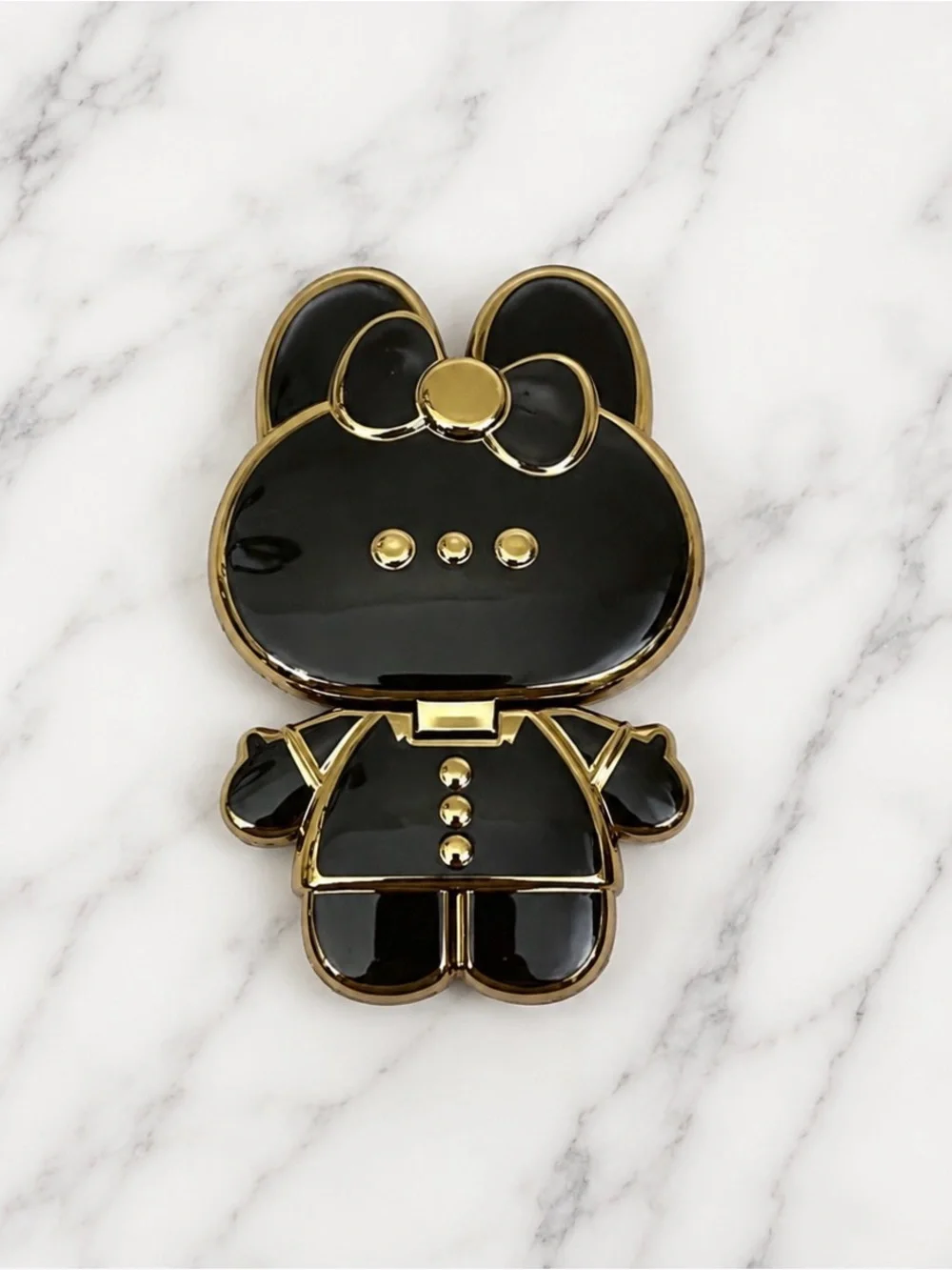 Black & Gold Bunny Compact Mirror Phone Accessory